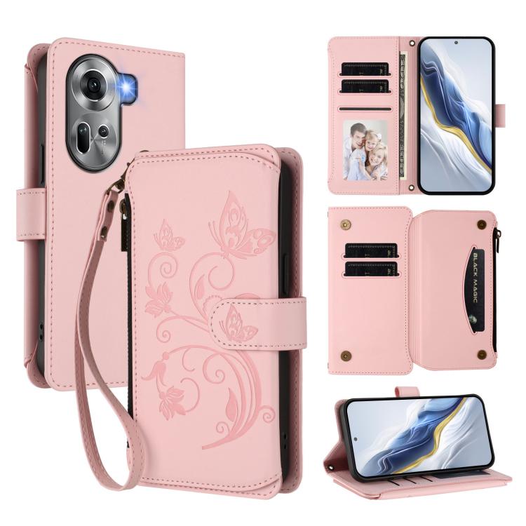 Butterfly Love Flower Multi-card Zipper Wallet Leather Phone Case, For OPPO A60 4G Global, For OPPO Reno11 F 5G Global, For OPPO Find X7, For OPPO Reno11 5G Global, For OPPO Reno11 Pro 5G Global, For OPPO Find X7 Ultra