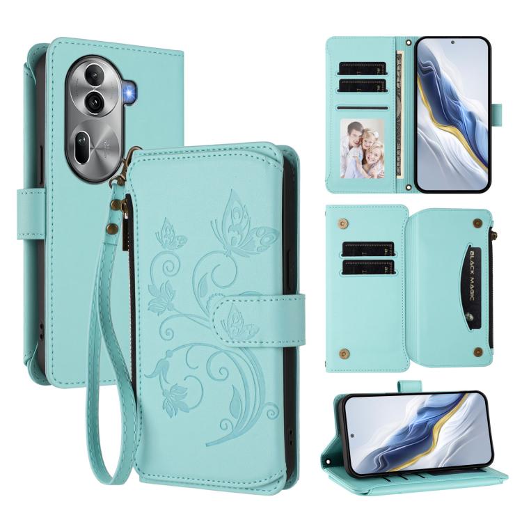 Butterfly Love Flower Multi-card Zipper Wallet Leather Phone Case, For OPPO A60 4G Global, For OPPO Reno11 F 5G Global, For OPPO Find X7, For OPPO Reno11 5G Global, For OPPO Reno11 Pro 5G Global, For OPPO Find X7 Ultra