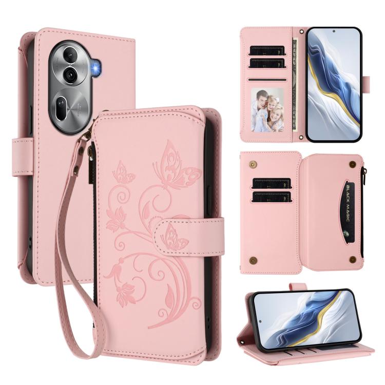 Butterfly Love Flower Multi-card Zipper Wallet Leather Phone Case, For OPPO A60 4G Global, For OPPO Reno11 F 5G Global, For OPPO Find X7, For OPPO Reno11 5G Global, For OPPO Reno11 Pro 5G Global, For OPPO Find X7 Ultra