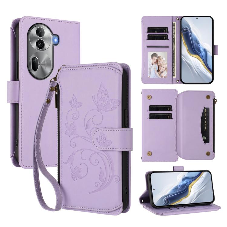 Butterfly Love Flower Multi-card Zipper Wallet Leather Phone Case, For OPPO A60 4G Global, For OPPO Reno11 F 5G Global, For OPPO Find X7, For OPPO Reno11 5G Global, For OPPO Reno11 Pro 5G Global, For OPPO Find X7 Ultra