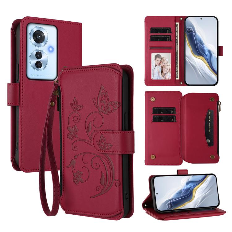 Butterfly Love Flower Multi-card Zipper Wallet Leather Phone Case, For OPPO A60 4G Global, For OPPO Reno11 F 5G Global, For OPPO Find X7, For OPPO Reno11 5G Global, For OPPO Reno11 Pro 5G Global, For OPPO Find X7 Ultra