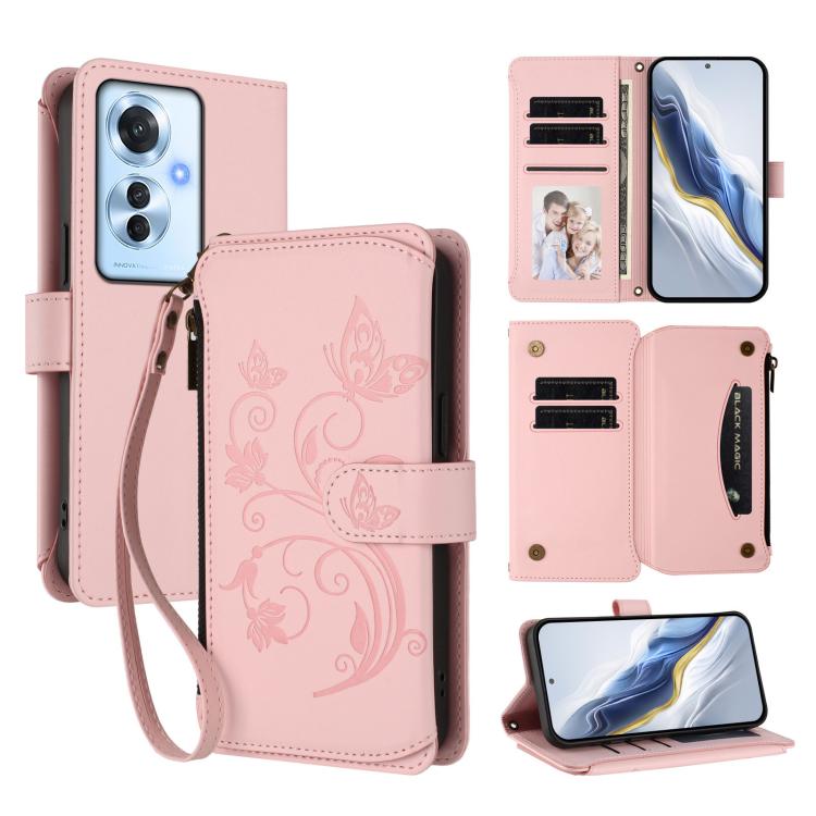 Butterfly Love Flower Multi-card Zipper Wallet Leather Phone Case, For OPPO A60 4G Global, For OPPO Reno11 F 5G Global, For OPPO Find X7, For OPPO Reno11 5G Global, For OPPO Reno11 Pro 5G Global, For OPPO Find X7 Ultra