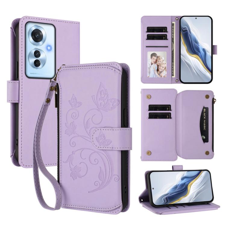 Butterfly Love Flower Multi-card Zipper Wallet Leather Phone Case, For OPPO A60 4G Global, For OPPO Reno11 F 5G Global, For OPPO Find X7, For OPPO Reno11 5G Global, For OPPO Reno11 Pro 5G Global, For OPPO Find X7 Ultra