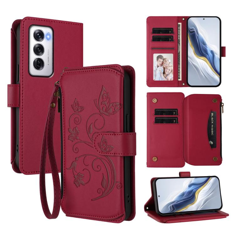 Butterfly Love Flower Multi-card Zipper Wallet Leather Phone Case, For OPPO Find X8 5G, For OPPO A80 5G EU / K12x 5G Global, For OPPO Reno12 F 5G / 4G, For OPPO Reno12 Pro 5G Global, For OPPO Reno12 5G Global, For OPPO A2 Pro 5G / F27 Pro 5G