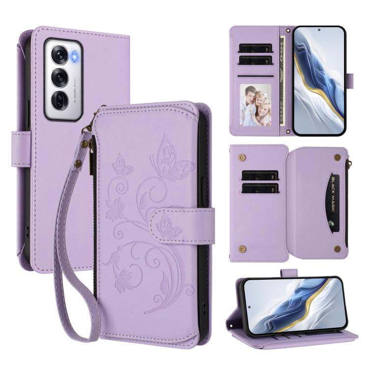 Butterfly Love Flower Multi-card Zipper Wallet Leather Phone Case, For OPPO Find X8 5G, For OPPO A80 5G EU / K12x 5G Global, For OPPO Reno12 F 5G / 4G, For OPPO Reno12 Pro 5G Global, For OPPO Reno12 5G Global, For OPPO A2 Pro 5G / F27 Pro 5G