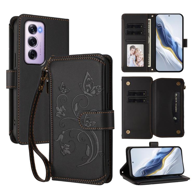 Butterfly Love Flower Multi-card Zipper Wallet Leather Phone Case, For OPPO Find X8 5G, For OPPO A80 5G EU / K12x 5G Global, For OPPO Reno12 F 5G / 4G, For OPPO Reno12 Pro 5G Global, For OPPO Reno12 5G Global, For OPPO A2 Pro 5G / F27 Pro 5G