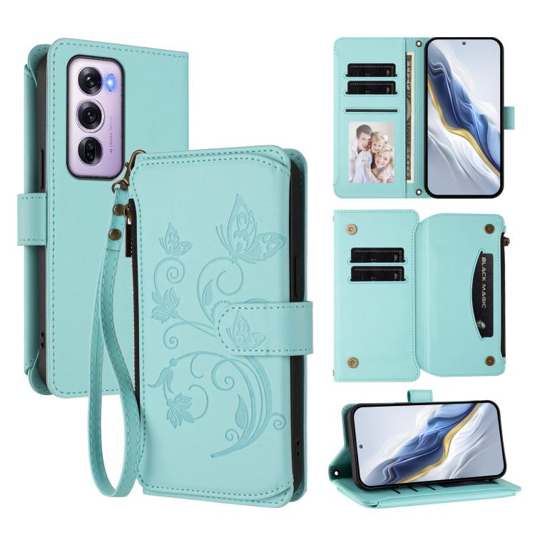 Butterfly Love Flower Multi-card Zipper Wallet Leather Phone Case, For OPPO Find X8 5G, For OPPO A80 5G EU / K12x 5G Global, For OPPO Reno12 F 5G / 4G, For OPPO Reno12 Pro 5G Global, For OPPO Reno12 5G Global, For OPPO A2 Pro 5G / F27 Pro 5G