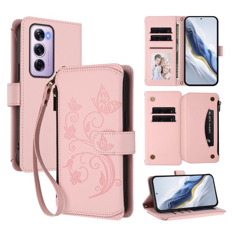 Butterfly Love Flower Multi-card Zipper Wallet Leather Phone Case, For OPPO Find X8 5G, For OPPO A80 5G EU / K12x 5G Global, For OPPO Reno12 F 5G / 4G, For OPPO Reno12 Pro 5G Global, For OPPO Reno12 5G Global, For OPPO A2 Pro 5G / F27 Pro 5G