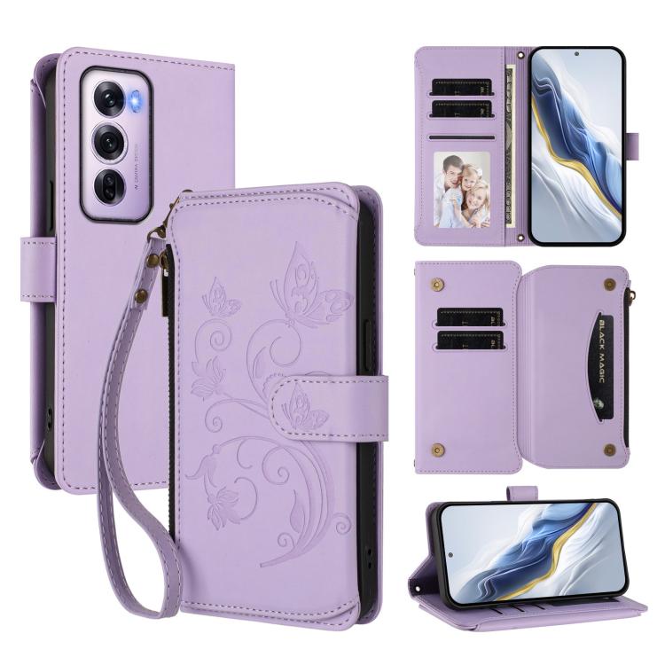 Butterfly Love Flower Multi-card Zipper Wallet Leather Phone Case, For OPPO Find X8 5G, For OPPO A80 5G EU / K12x 5G Global, For OPPO Reno12 F 5G / 4G, For OPPO Reno12 Pro 5G Global, For OPPO Reno12 5G Global, For OPPO A2 Pro 5G / F27 Pro 5G