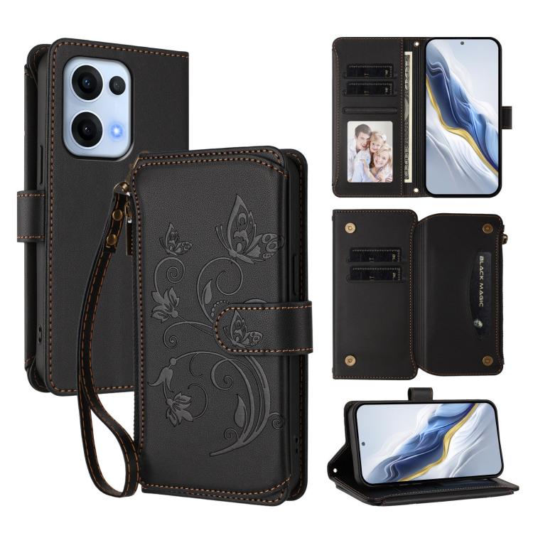 Butterfly Love Flower Multi-card Zipper Wallet Leather Phone Case, For OPPO F29 Pro 5G Global, For OPPO F29 5G Global, For OPPO Reno13 Pro 5G Global, For OPPO Reno13 5G Global, For OPPO Reno13 F 5G Global / 4G India, For OPPO A3x / A3 / A60 5G Global