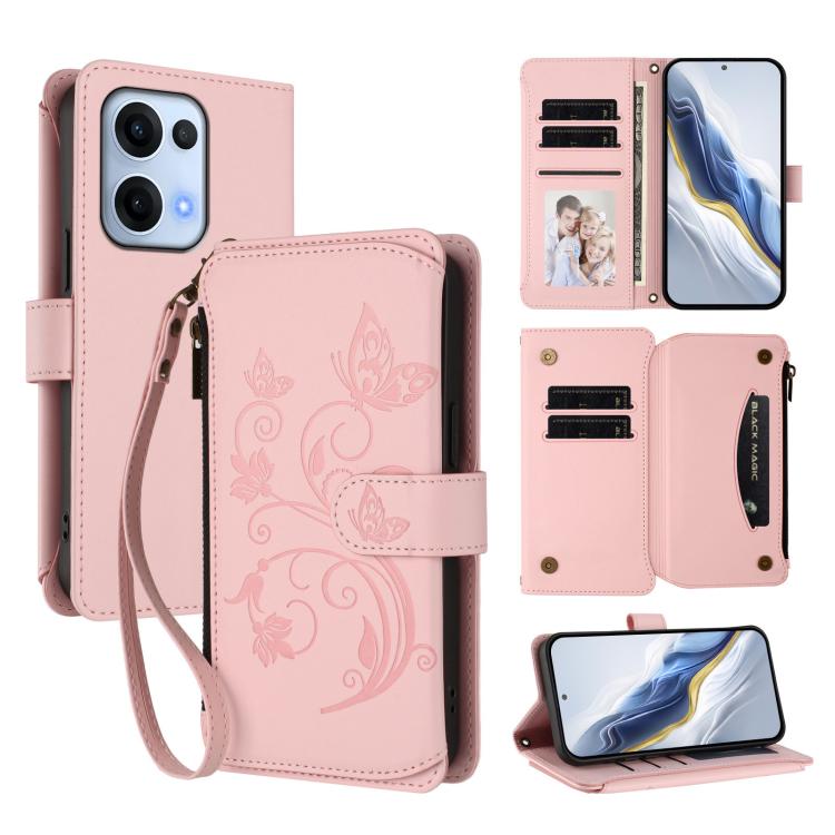 Butterfly Love Flower Multi-card Zipper Wallet Leather Phone Case, For OPPO F29 Pro 5G Global, For OPPO F29 5G Global, For OPPO Reno13 Pro 5G Global, For OPPO Reno13 5G Global, For OPPO Reno13 F 5G Global / 4G India, For OPPO A3x / A3 / A60 5G Global