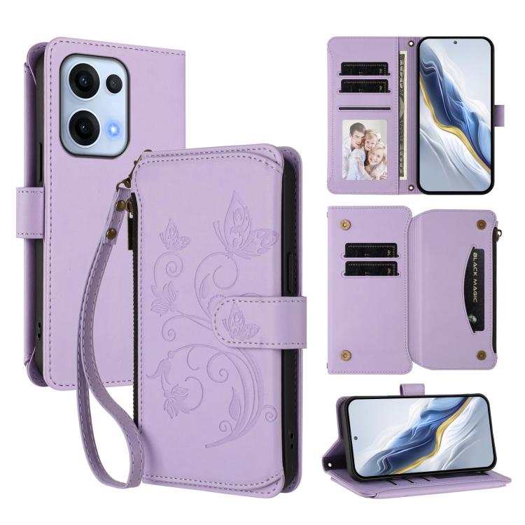 Butterfly Love Flower Multi-card Zipper Wallet Leather Phone Case, For OPPO F29 Pro 5G Global, For OPPO F29 5G Global, For OPPO Reno13 Pro 5G Global, For OPPO Reno13 5G Global, For OPPO Reno13 F 5G Global / 4G India, For OPPO A3x / A3 / A60 5G Global