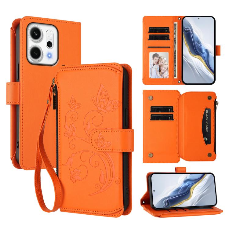 Butterfly Love Flower Multi-card Zipper Wallet Leather Phone Case, For OPPO Find X9 Pro, For OPPO K13 India, For OPPO K13 Turbo / K13 Turbo Pro 5G, For OPPO Reno14 F 5G / Reno14 5G, For OPPO A79 5G Global, For OPPO A5x 5G / 4G Global