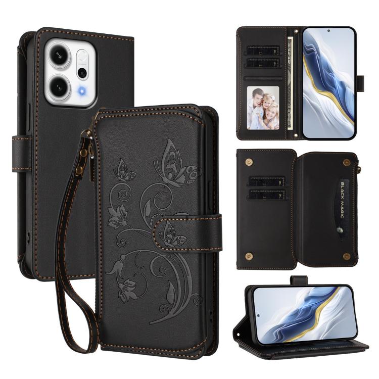 Butterfly Love Flower Multi-card Zipper Wallet Leather Phone Case, For OPPO Find X9 Pro, For OPPO K13 India, For OPPO K13 Turbo / K13 Turbo Pro 5G, For OPPO Reno14 F 5G / Reno14 5G, For OPPO A79 5G Global, For OPPO A5x 5G / 4G Global