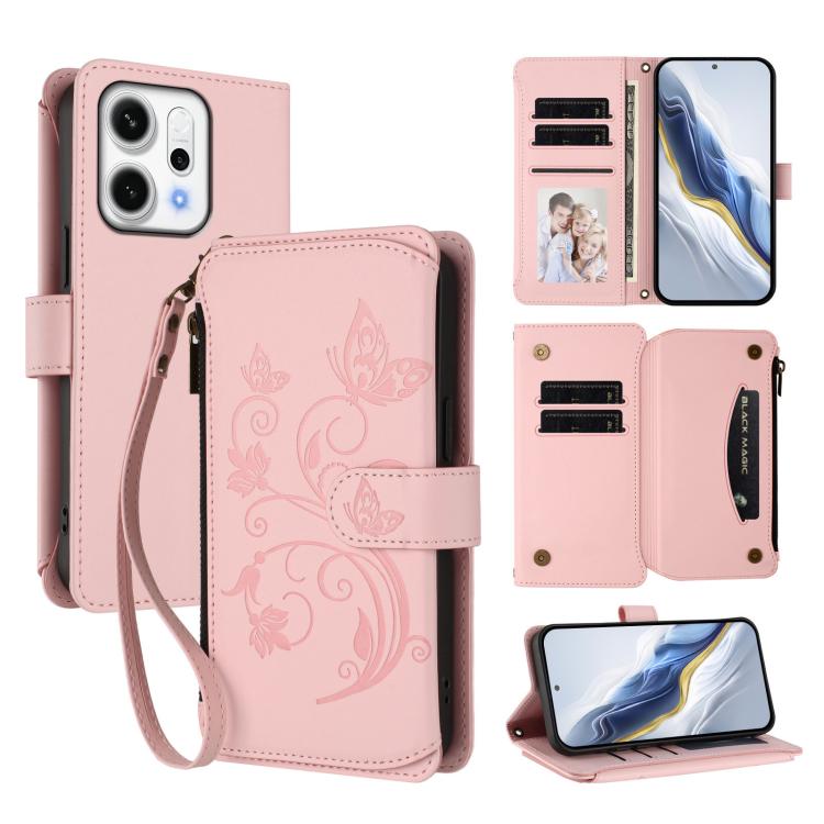 Butterfly Love Flower Multi-card Zipper Wallet Leather Phone Case, For OPPO Find X9 Pro, For OPPO K13 India, For OPPO K13 Turbo / K13 Turbo Pro 5G, For OPPO Reno14 F 5G / Reno14 5G, For OPPO A79 5G Global, For OPPO A5x 5G / 4G Global