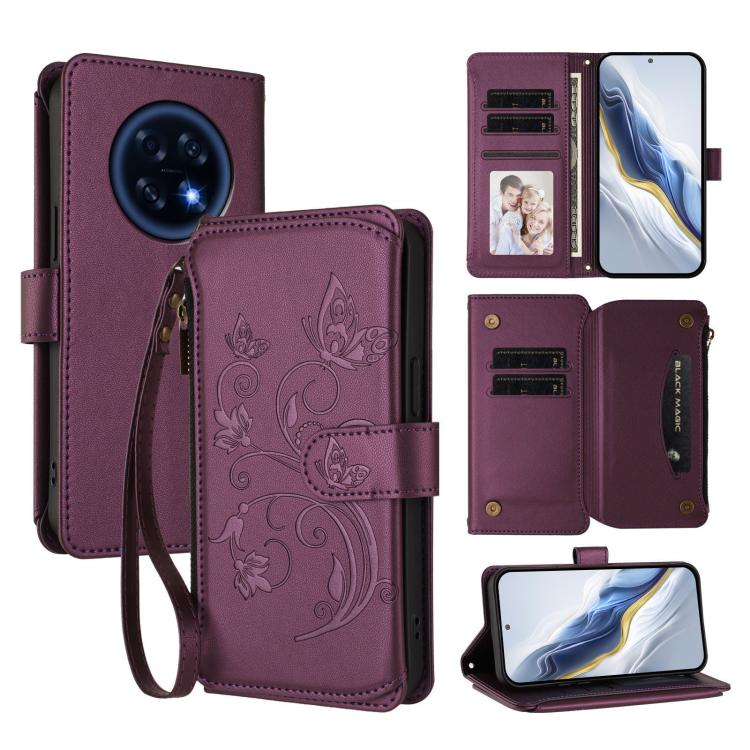 Butterfly Love Flower Multi-card Zipper Wallet Leather Phone Case, For OPPO Reno16 F 5G / FS 5G, For OPPO Reno16 Pro 5G Global, For OPPO Find X9s Pro 5G, For OPPO Find X9 Ultra, For OPPO Find X9, For OPPO A6 GT 5G