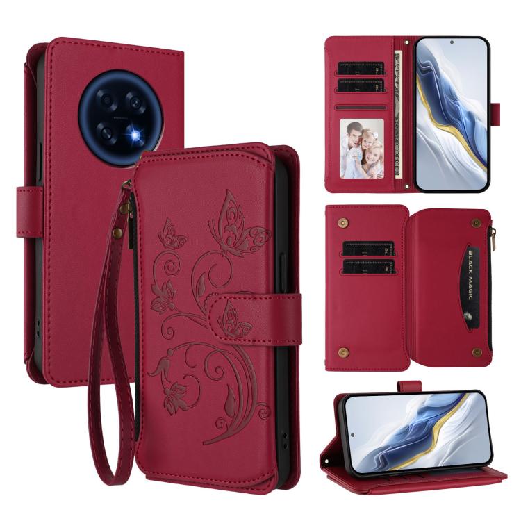 Butterfly Love Flower Multi-card Zipper Wallet Leather Phone Case, For OPPO Reno16 F 5G / FS 5G, For OPPO Reno16 Pro 5G Global, For OPPO Find X9s Pro 5G, For OPPO Find X9 Ultra, For OPPO Find X9, For OPPO A6 GT 5G