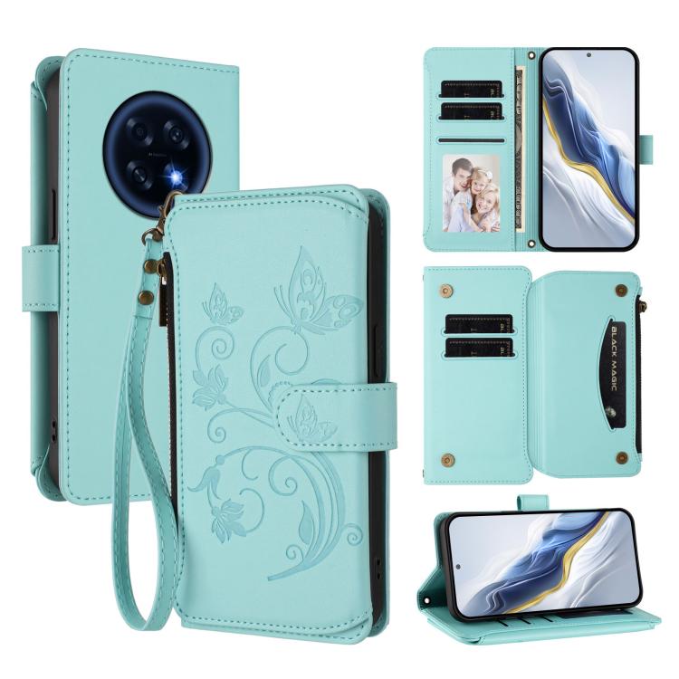 Butterfly Love Flower Multi-card Zipper Wallet Leather Phone Case, For OPPO Reno16 F 5G / FS 5G, For OPPO Reno16 Pro 5G Global, For OPPO Find X9s Pro 5G, For OPPO Find X9 Ultra, For OPPO Find X9, For OPPO A6 GT 5G
