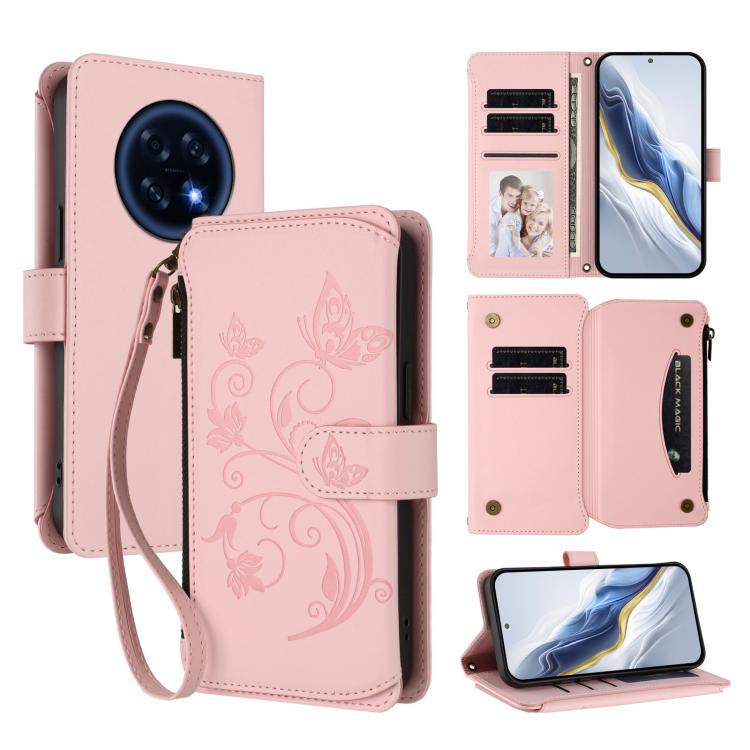 Butterfly Love Flower Multi-card Zipper Wallet Leather Phone Case, For OPPO Reno16 F 5G / FS 5G, For OPPO Reno16 Pro 5G Global, For OPPO Find X9s Pro 5G, For OPPO Find X9 Ultra, For OPPO Find X9, For OPPO A6 GT 5G