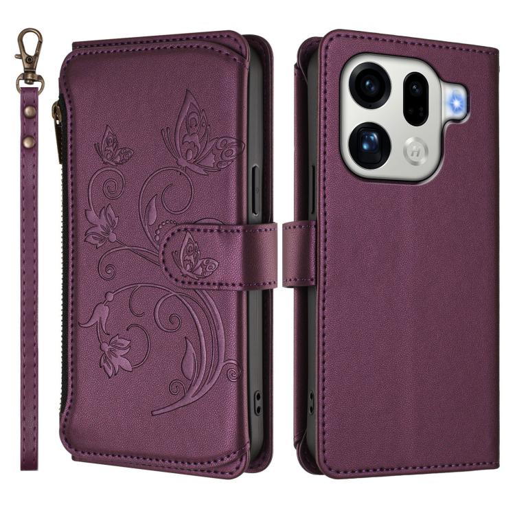 Butterfly Love Flower Multi-card Zipper Wallet Leather Phone Case, For OPPO Find X9 Pro, For OPPO K13 India, For OPPO K13 Turbo / K13 Turbo Pro 5G, For OPPO Reno14 F 5G / Reno14 5G, For OPPO A79 5G Global, For OPPO A5x 5G / 4G Global