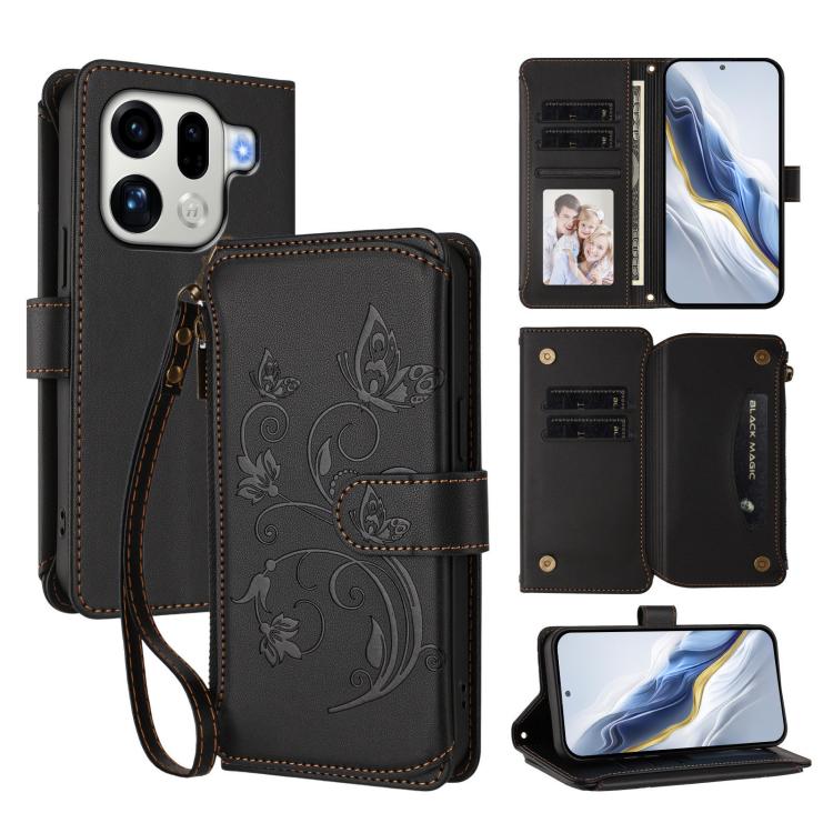 Butterfly Love Flower Multi-card Zipper Wallet Leather Phone Case, For OPPO Find X9 Pro, For OPPO K13 India, For OPPO K13 Turbo / K13 Turbo Pro 5G, For OPPO Reno14 F 5G / Reno14 5G, For OPPO A79 5G Global, For OPPO A5x 5G / 4G Global