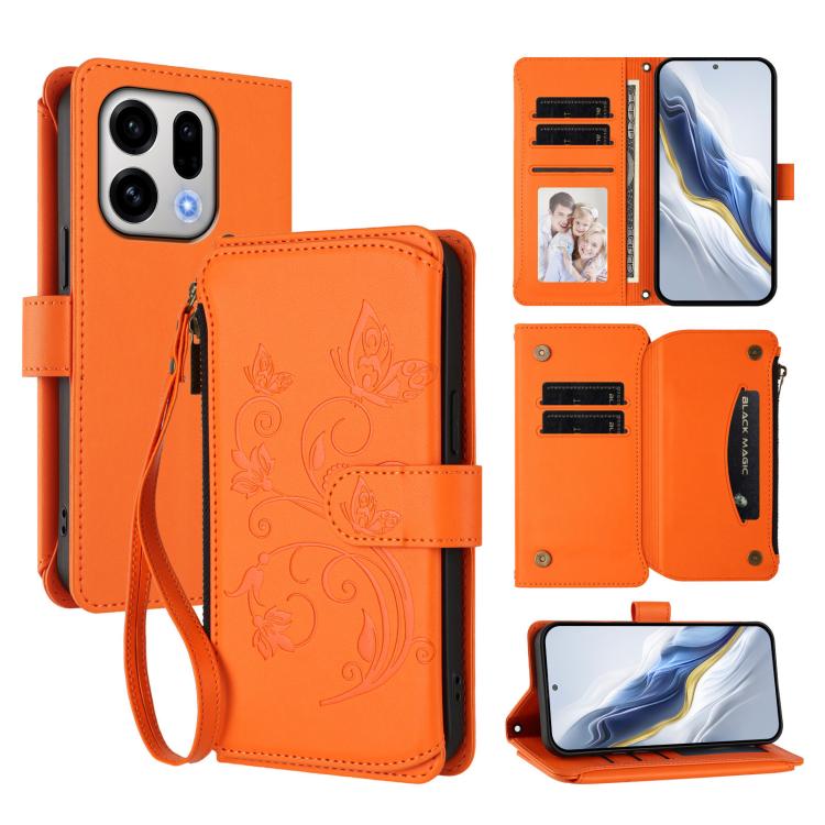 Butterfly Love Flower Multi-card Zipper Wallet Leather Phone Case, For OPPO Reno16 F 5G / FS 5G, For OPPO Reno16 Pro 5G Global, For OPPO Find X9s Pro 5G, For OPPO Find X9 Ultra, For OPPO Find X9, For OPPO A6 GT 5G