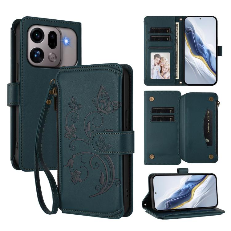 Butterfly Love Flower Multi-card Zipper Wallet Leather Phone Case, For OPPO Reno16 F 5G / FS 5G, For OPPO Reno16 Pro 5G Global, For OPPO Find X9s Pro 5G, For OPPO Find X9 Ultra, For OPPO Find X9, For OPPO A6 GT 5G