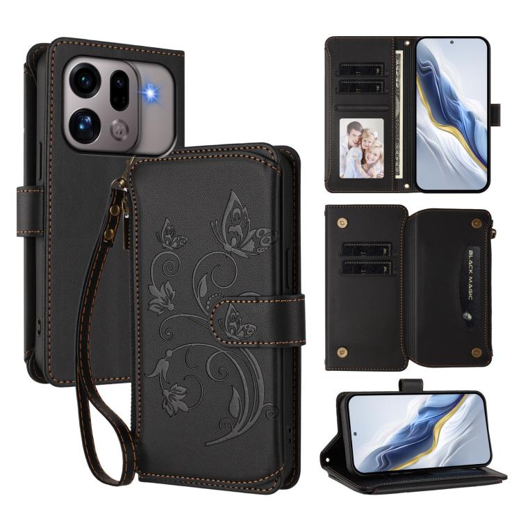Butterfly Love Flower Multi-card Zipper Wallet Leather Phone Case, For OPPO Reno16 F 5G / FS 5G, For OPPO Reno16 Pro 5G Global, For OPPO Find X9s Pro 5G, For OPPO Find X9 Ultra, For OPPO Find X9, For OPPO A6 GT 5G