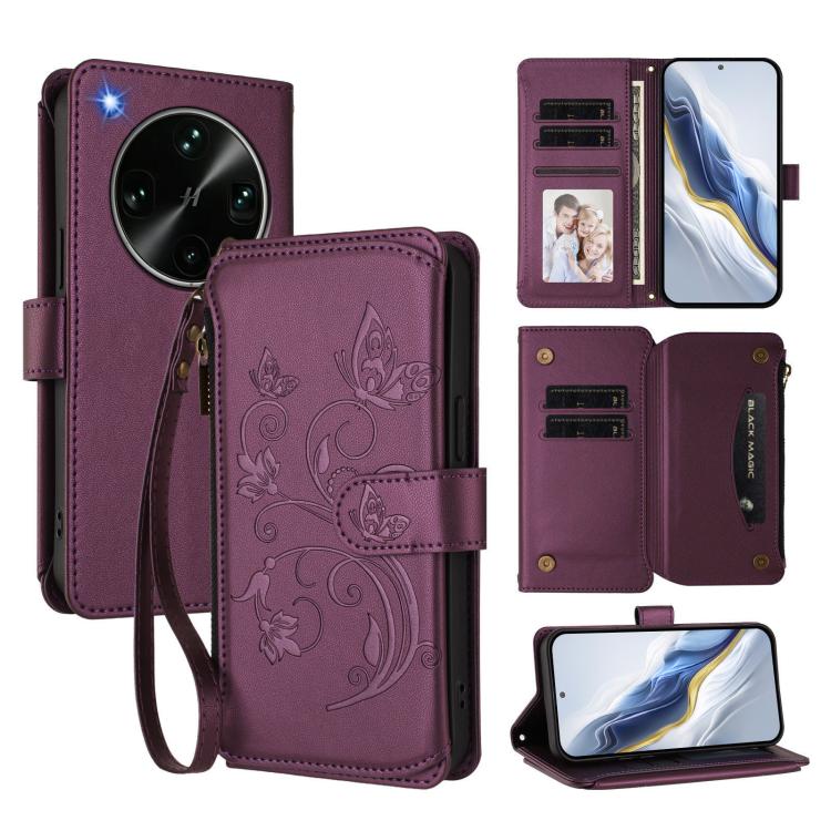 Butterfly Love Flower Multi-card Zipper Wallet Leather Phone Case, For OPPO Reno16 F 5G / FS 5G, For OPPO Reno16 Pro 5G Global, For OPPO Find X9s Pro 5G, For OPPO Find X9 Ultra, For OPPO Find X9, For OPPO A6 GT 5G