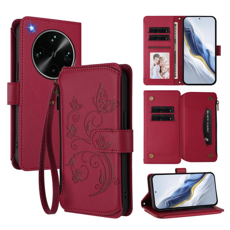 Butterfly Love Flower Multi-card Zipper Wallet Leather Phone Case, For OPPO Reno16 F 5G / FS 5G, For OPPO Reno16 Pro 5G Global, For OPPO Find X9s Pro 5G, For OPPO Find X9 Ultra, For OPPO Find X9, For OPPO A6 GT 5G