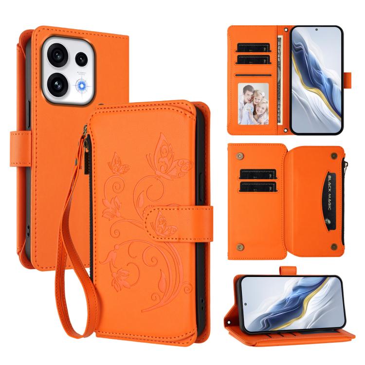 Butterfly Love Flower Multi-card Zipper Wallet Leather Phone Case, For OPPO Reno16 F 5G / FS 5G, For OPPO Reno16 Pro 5G Global, For OPPO Find X9s Pro 5G, For OPPO Find X9 Ultra, For OPPO Find X9, For OPPO A6 GT 5G
