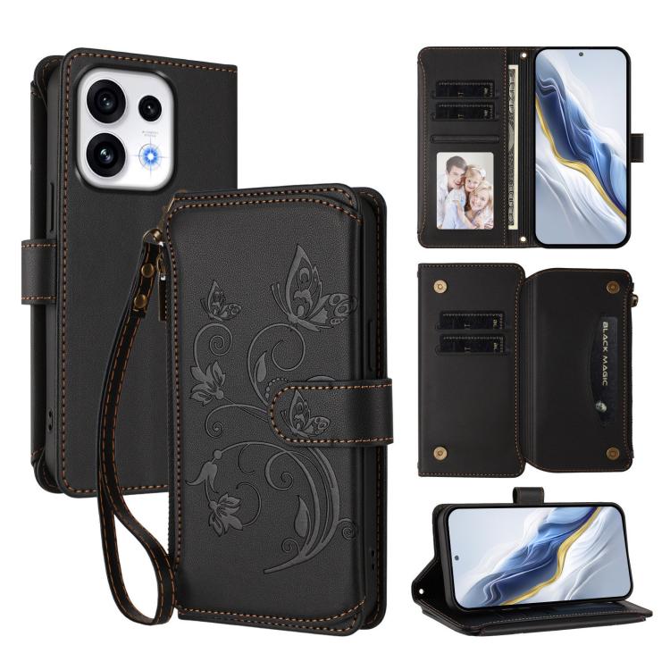 Butterfly Love Flower Multi-card Zipper Wallet Leather Phone Case, For OPPO Reno16 F 5G / FS 5G, For OPPO Reno16 Pro 5G Global, For OPPO Find X9s Pro 5G, For OPPO Find X9 Ultra, For OPPO Find X9, For OPPO A6 GT 5G