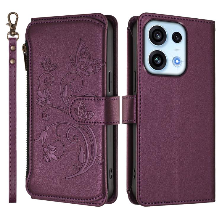 Butterfly Love Flower Multi-card Zipper Wallet Leather Phone Case, For OPPO Reno16 F 5G / FS 5G, For OPPO Reno16 Pro 5G Global, For OPPO Find X9s Pro 5G, For OPPO Find X9 Ultra, For OPPO Find X9, For OPPO A6 GT 5G