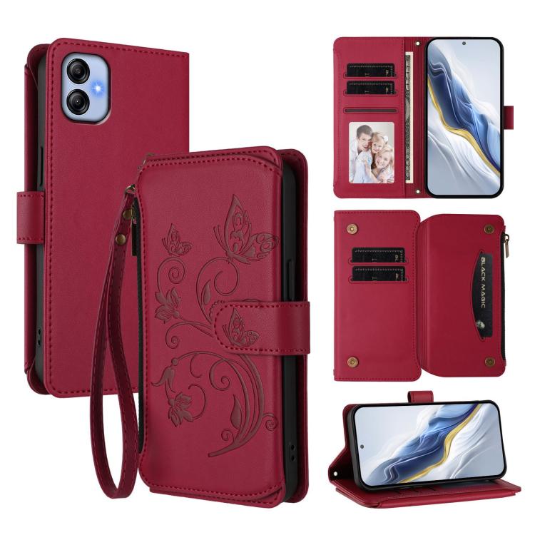 Butterfly Love Flower Multi-card Zipper Wallet Leather Phone Case, For Samsung Galaxy A23 4G / 5G / M23 5G, For Samsung Galaxy A04e 4G / M04 4G, For Samsung Galaxy A14 4G / 5G, For Samsung Galaxy A34 5G, For Samsung Galaxy A54 5G                       ...