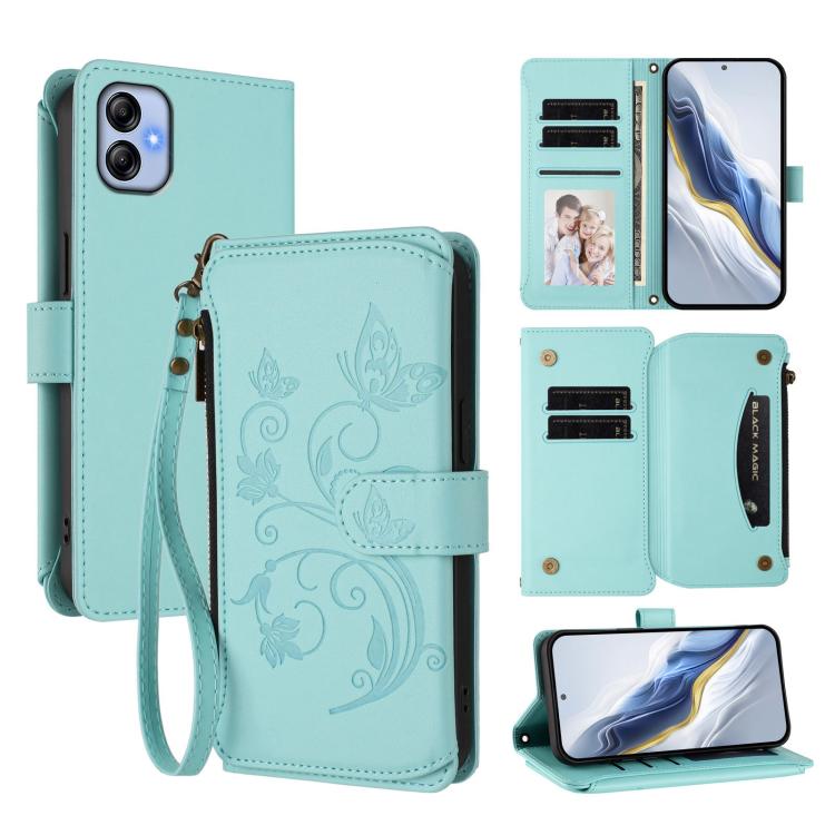 Butterfly Love Flower Multi-card Zipper Wallet Leather Phone Case, For Samsung Galaxy A23 4G / 5G / M23 5G, For Samsung Galaxy A04e 4G / M04 4G, For Samsung Galaxy A14 4G / 5G, For Samsung Galaxy A34 5G, For Samsung Galaxy A54 5G                       ...