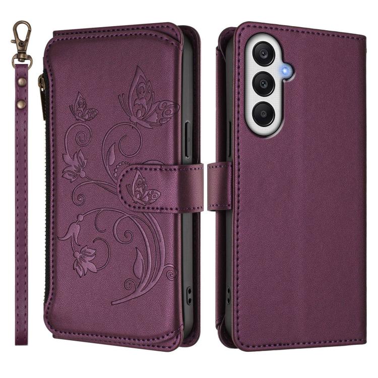 Butterfly Love Flower Multi-card Zipper Wallet Leather Phone Case, For Samsung Galaxy A05s 4G / F14 4G, For Samsung Galaxy A15 4G / 5G, For Samsung Galaxy A55 5G, For Samsung Galaxy A35 5G, For Samsung Galaxy A25 5G Global, For Samsung Galaxy A24 4G