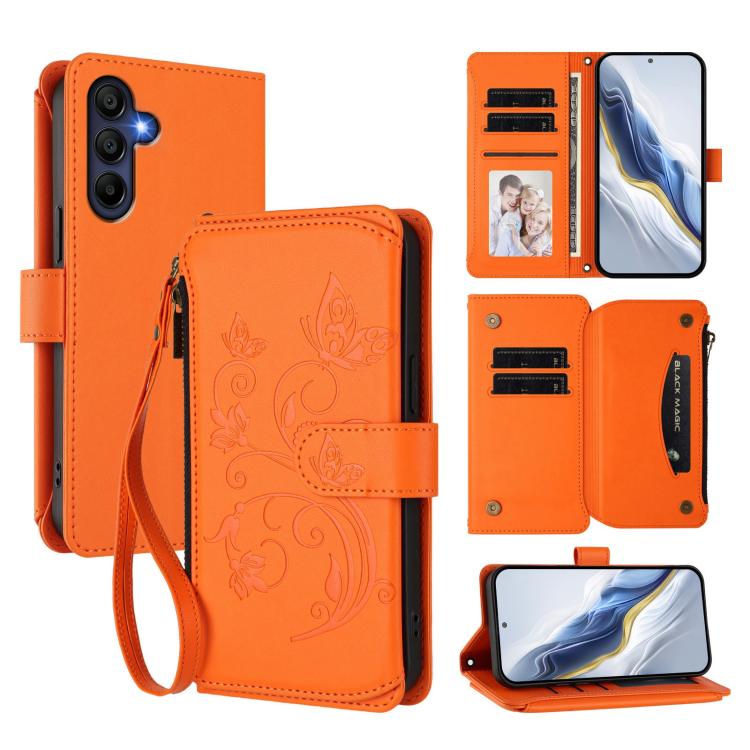Butterfly Love Flower Multi-card Zipper Wallet Leather Phone Case, For Samsung Galaxy A25e / A25 5G JP, For Samsung Galaxy A17 / A26 5G, For Samsung Galaxy A07 4G / A06 4G / 5G, For Samsung Galaxy A36 5G / A56 5G, For Samsung Galaxy A05 4G / M05 4G    ...