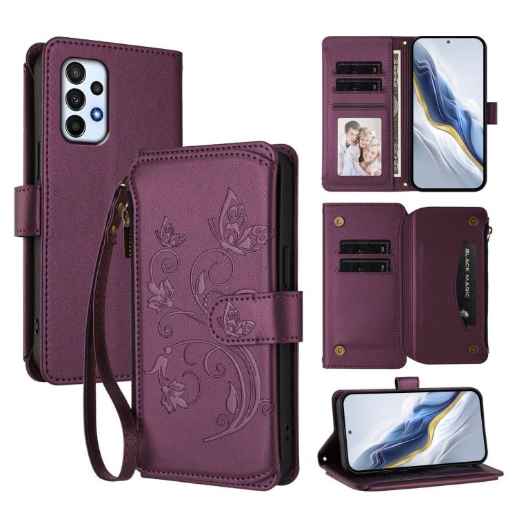 Butterfly Love Flower Multi-card Zipper Wallet Leather Phone Case, For Samsung Galaxy A23 4G / 5G / M23 5G, For Samsung Galaxy A04e 4G / M04 4G, For Samsung Galaxy A14 4G / 5G, For Samsung Galaxy A34 5G, For Samsung Galaxy A54 5G                       ...