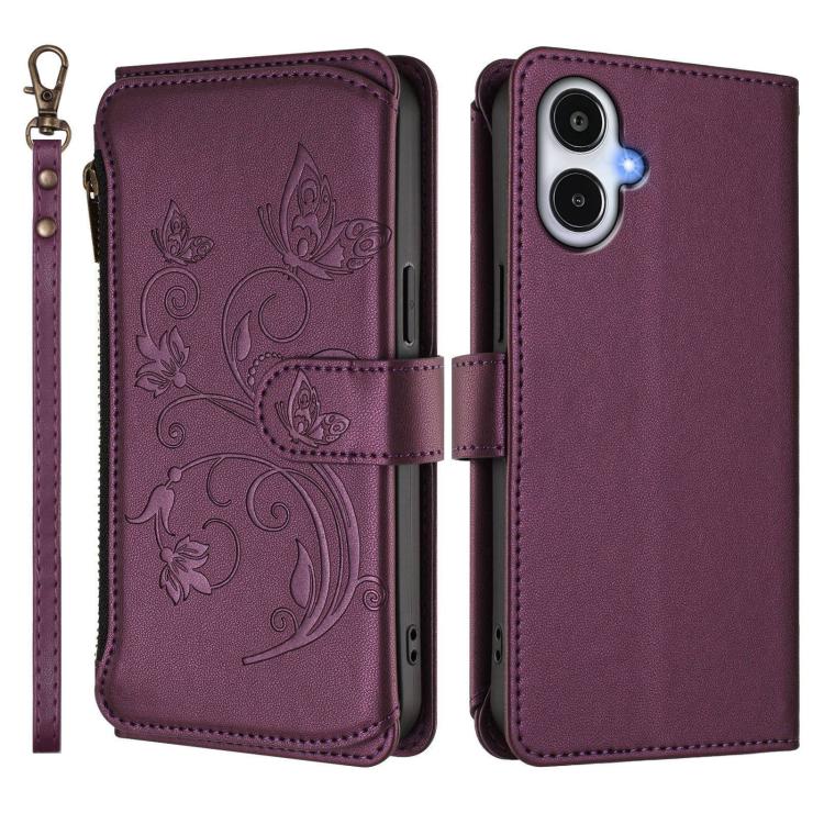 Butterfly Love Flower Multi-card Zipper Wallet Leather Phone Case, For Samsung Galaxy A25e / A25 5G JP, For Samsung Galaxy A17 / A26 5G, For Samsung Galaxy A07 4G / A06 4G / 5G, For Samsung Galaxy A36 5G / A56 5G, For Samsung Galaxy A05 4G / M05 4G    ...