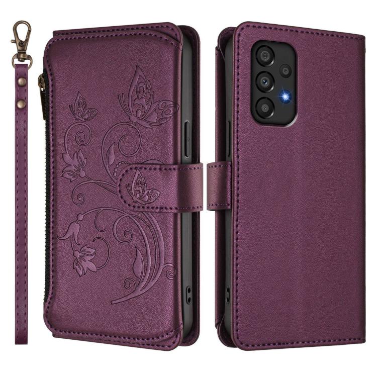 Butterfly Love Flower Multi-card Zipper Wallet Leather Phone Case, For Samsung Galaxy A53 5G, For Samsung Galaxy A73 5G, For Samsung Galaxy A33 5G