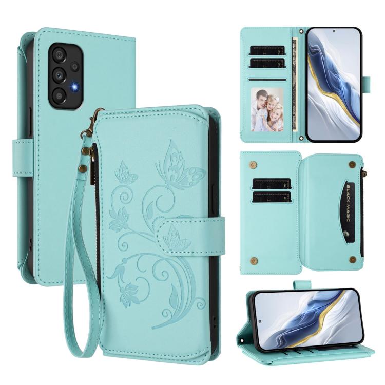 Butterfly Love Flower Multi-card Zipper Wallet Leather Phone Case, For Samsung Galaxy A53 5G, For Samsung Galaxy A73 5G, For Samsung Galaxy A33 5G