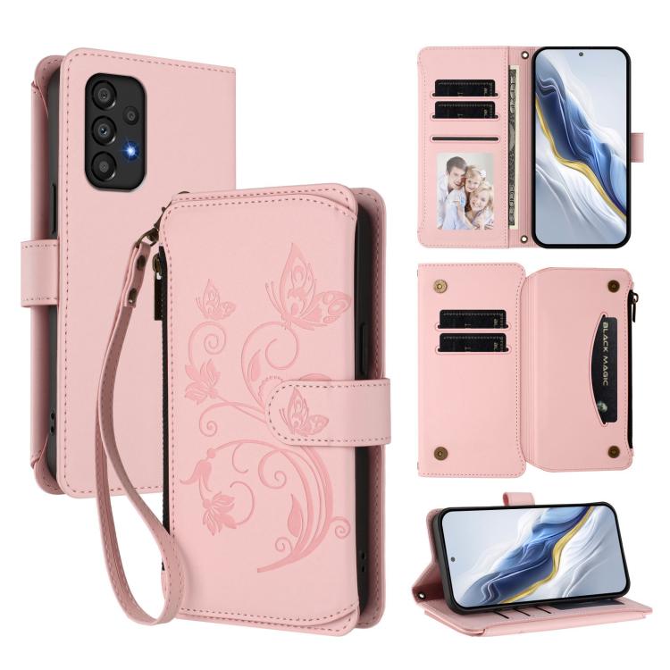 Butterfly Love Flower Multi-card Zipper Wallet Leather Phone Case, For Samsung Galaxy A53 5G, For Samsung Galaxy A73 5G, For Samsung Galaxy A33 5G