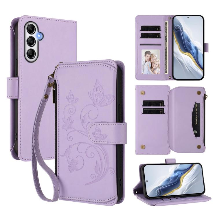 Butterfly Love Flower Multi-card Zipper Wallet Leather Phone Case, For Samsung Galaxy A23 4G / 5G / M23 5G, For Samsung Galaxy A04e 4G / M04 4G, For Samsung Galaxy A14 4G / 5G, For Samsung Galaxy A34 5G, For Samsung Galaxy A54 5G                       ...