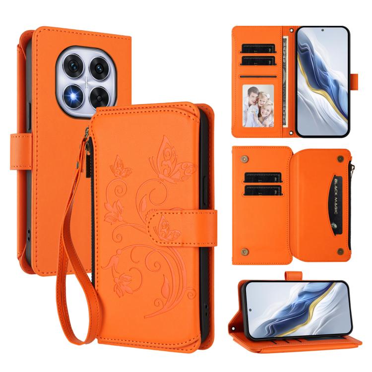 Butterfly Love Flower Multi-card Zipper Wallet Leather Phone Case, For Redmi A5 4G 173.3mm, For Redmi Note 14S 4G / Note 13 Pro 4G, For Redmi Note 14 4G 164.84mm, For Redmi Note 14 Pro 5G / Note 14 Pro+ 5G, For Redmi Note 14 5G / Poco M7 Pro 5G        ...