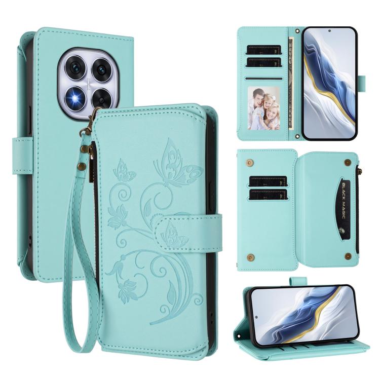 Butterfly Love Flower Multi-card Zipper Wallet Leather Phone Case, For Redmi A5 4G 173.3mm, For Redmi Note 14S 4G / Note 13 Pro 4G, For Redmi Note 14 4G 164.84mm, For Redmi Note 14 Pro 5G / Note 14 Pro+ 5G, For Redmi Note 14 5G / Poco M7 Pro 5G        ...