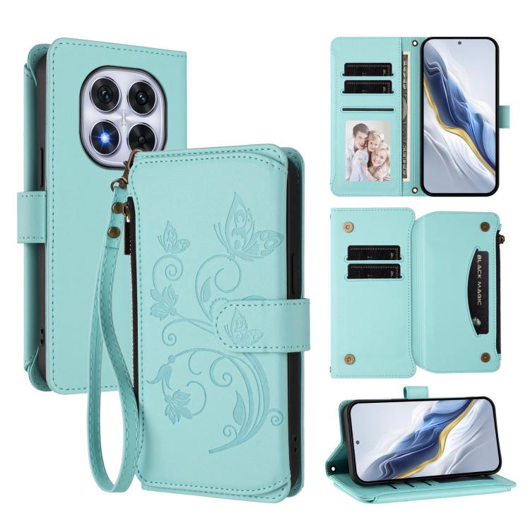 Butterfly Love Flower Multi-card Zipper Wallet Leather Phone Case, For Redmi A5 4G 173.3mm, For Redmi Note 14S 4G / Note 13 Pro 4G, For Redmi Note 14 4G 164.84mm, For Redmi Note 14 Pro 5G / Note 14 Pro+ 5G, For Redmi Note 14 5G / Poco M7 Pro 5G        ...