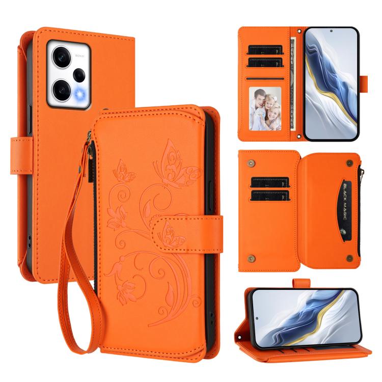 Butterfly Love Flower Multi-card Zipper Wallet Leather Phone Case, For Redmi 11A / Poco C55, For Redmi Note 12 Pro+ Global, For Redmi Note 12 Pro 5G Global / Speed, For Redmi Note 12 5G Global / Poco X5, For Redmi 10 5G / 11 Prime 5G                   ...