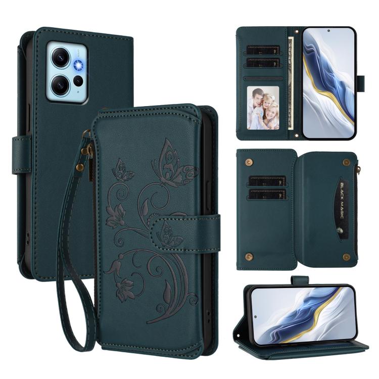 Butterfly Love Flower Multi-card Zipper Wallet Leather Phone Case, For Redmi K60 / K60 Pro, For Redmi Note 12S / Note 11S 4G, For Redmi A1+ / A2+ / Poco C51, For Redmi Note 12 Pro 4G / Note 11 Pro 5G, For Redmi Note 12 4G Global, For Redmi A1 / Redmi A2