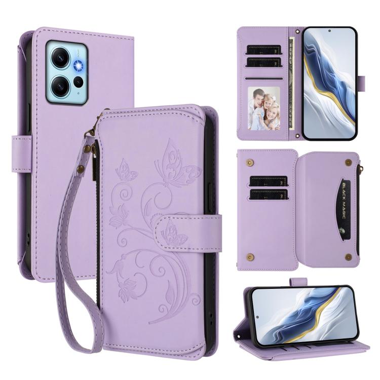 Butterfly Love Flower Multi-card Zipper Wallet Leather Phone Case, For Redmi K60 / K60 Pro, For Redmi Note 12S / Note 11S 4G, For Redmi A1+ / A2+ / Poco C51, For Redmi Note 12 Pro 4G / Note 11 Pro 5G, For Redmi Note 12 4G Global, For Redmi A1 / Redmi A2