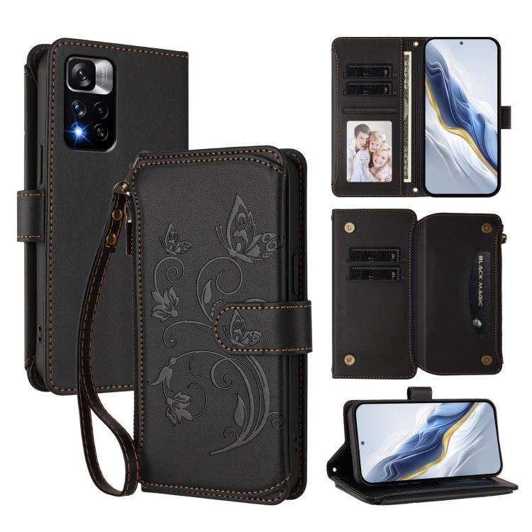 Butterfly Love Flower Multi-card Zipper Wallet Leather Phone Case, For Redmi 11A / Poco C55, For Redmi Note 12 Pro+ Global, For Redmi Note 12 Pro 5G Global / Speed, For Redmi Note 12 5G Global / Poco X5, For Redmi 10 5G / 11 Prime 5G                   ...